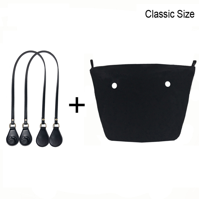 1 Set Lining Fabric Insert Interior Pocket with 85cm Obag Long Handles Microfiber Leather Handles for Classic Small O Bag Accessories