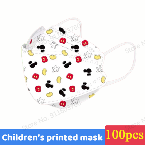 Disney Children KN95 Face Mask Anime Mickey Cartoon Cute 4-layers Breathable for 4-12 Years FFP2 Mouth Mascarillas 10pcs/bag