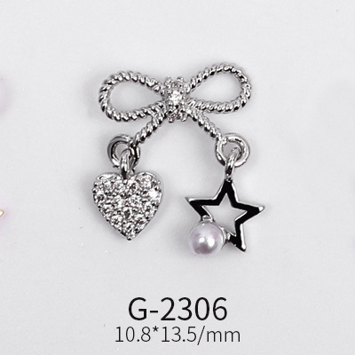 Nail Art Jewelry Net Red Nail Art Real Gold Zircon Bow Jewelry Micro-inlaid Nail Diamond Decoration G-2287 Nail Art Decorations