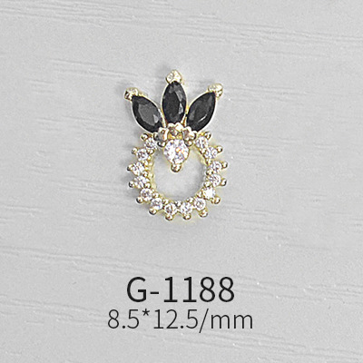 Japanese Nail Art Zircon Jewelry Net Red High-end Luxury Black Real Gold Zircon Simple and Versatile Nail Decoration