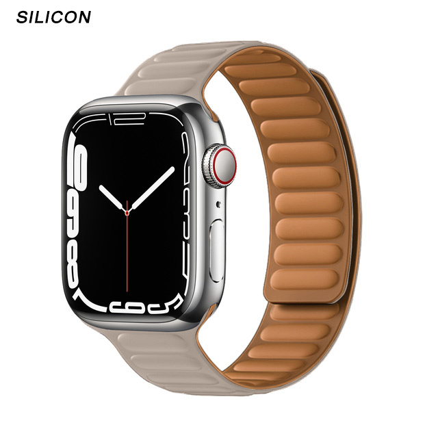 Silicone Suitable for Apple Watch Band Leather Link 44mm 45mm iWatch Series 7 6 SE 5 4 3 Watch Strap Bracelet 42mm 38mm Wristband