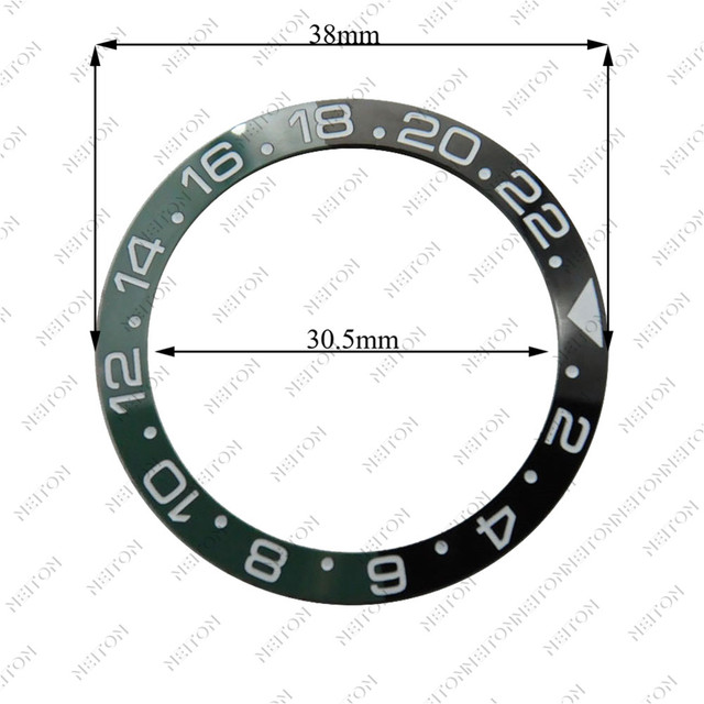 NEITON 38mm Ceramic Bezel GMT & Diving Watch Insert for 40mm Men's Watch Watches Replacement Watch Accessories Simple Dial Watch Bezel Ins