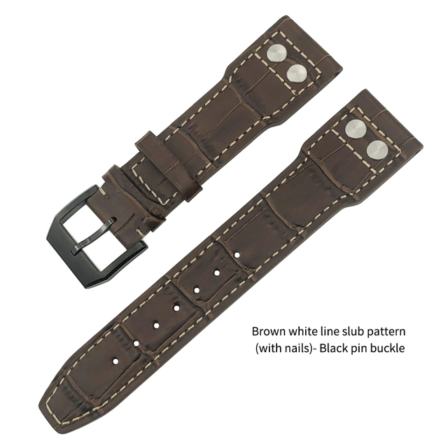 20mm 21mm 22mm High Quality Cowhide Genuine Leather Watchband Suitable for IWC Pilot Mark 18 Soft Brown Watch Strap Tang Clasp