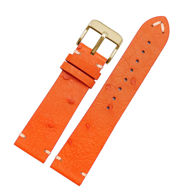 High Quality Ultra-thin Soft Handmade Ostrich Leather Green General Watch Rod Bar 18 20mm 22mm Orange Brown Black Watch Straps Men