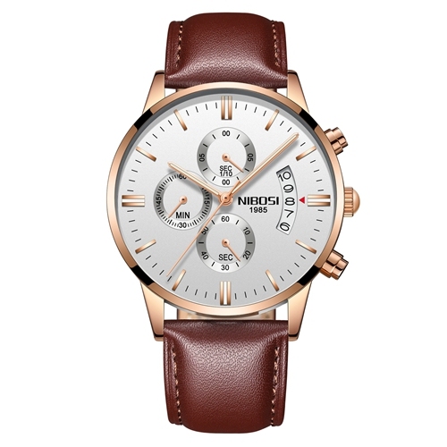 NIBOSI Fashion Watches Mens Top Brand Luxury Watches Rose Gold Waterproof Relogio Masculino Stainless Steel Quartz Wristwatch