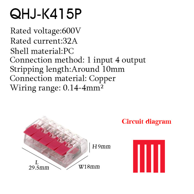 Wire Connector Small Quick Universal Compact Connector Spring Wire Cable Electrical Connectors Push In Terminal Block 412-415