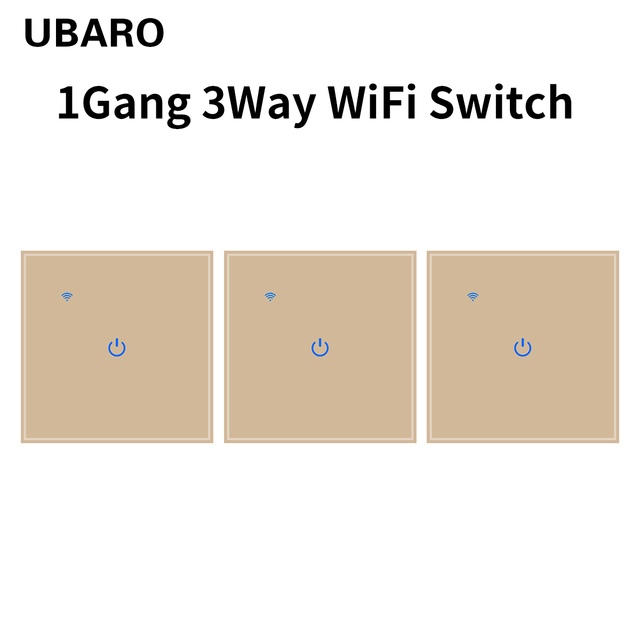 UBARO EU Standard Wifi Smart Drawer Touch Switch Luxury Glass Switch Panel Button App Control Voice Alexa Google Home 1 Gang 2 Way