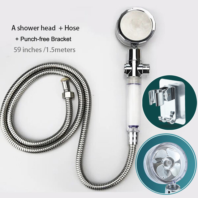 High Pressure Water Saving Flow Pressurized Shower Head 360 Degree Rotating Adjustable ABS Hose Bathroom Accessories Shower Set