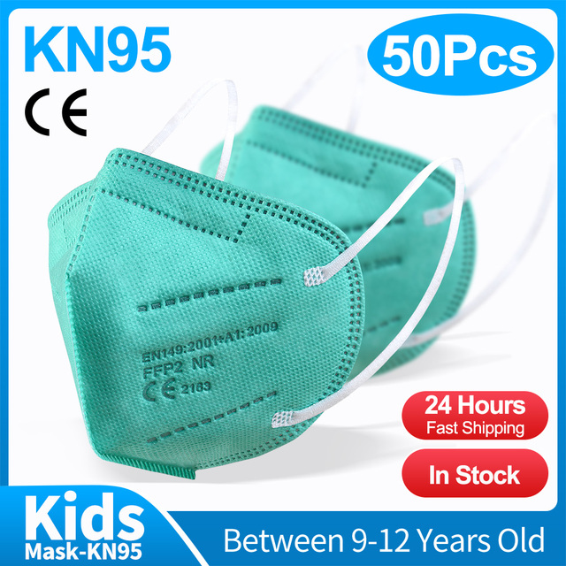 10-50pcs KN95 Mask N95MASK ffp2mask 9-12 years for children ffp2 mascarillas fpp2 niños homologadas negras masques organization ffpp2