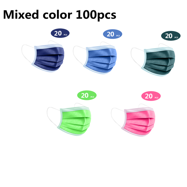 10-200pcs disposable adult face masks mascarillas quiurgicas homology adas 3 ply filter mouth face mask color mask christmas