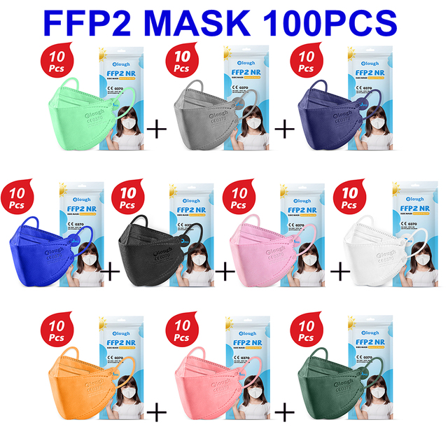 Elough KN95 Mascarillas Niños FFP 2 Fish Babies FPP2 Masks Resuable Mascarilla FFP2 Infantil Homologada 4 Layers FFP2Mask Kids