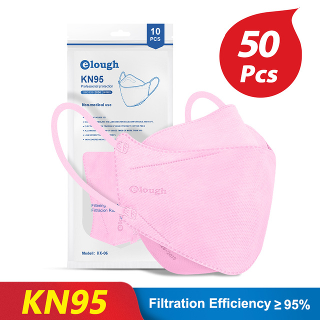 KN95 قناع 4 طبقات سلامة KN95 أقنعة غبار FFP2 تنفس تصفية FFP2Mask الوجه قناع واقٍ الغبار FFP2 FFP3