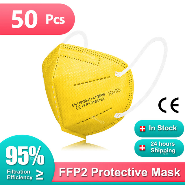 Mascherine FFP2 شهادة CE 5 طبقات KN95 قناع أسود قناع التنفس fpp2 قناع الوجه واقية الكبار FFP 2 Masque