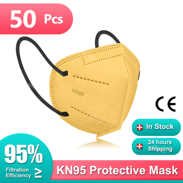 10-200pcs Mascarillas KN95 Certified 5 Layers Black KN95 Masks Colorful ffp2mascarilla Adult FP2 FPP2 Approved Mask FFP2