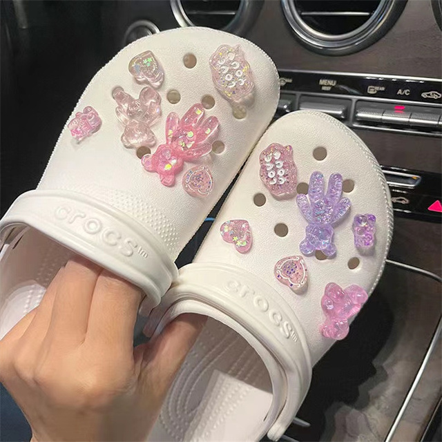 Luxury Charms for Crocs JIBZ Designer Clog Shoes Embellishment Flower Metallic Pearl Shoe Accessories Bling Rhinestone Croc Charms