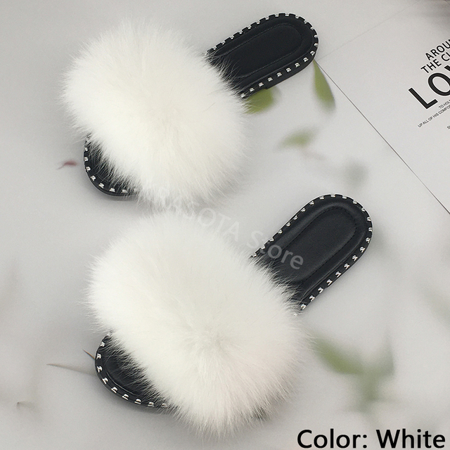 women flip flops summer fluffy slippers luxury real fur slides for women fluffy sliders jelly shoes woman flat sandals with fur