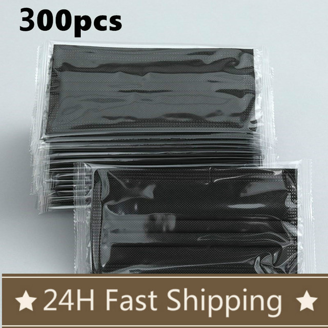 10/100/200/400pcs Disposable Adult Mask 3-Layer Non-woven Meltblown Mask Individually Wrapped Mask Black Filter Mask Face Masks