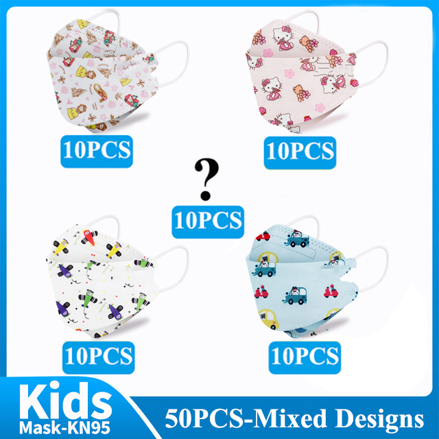 Kn95 Masks Kids fpp2 Approved Mask for Baby Fish Printed Cartoon Mouth Mask KN95 Mascarilla Infantil kf94fan ffp2fan Ninos