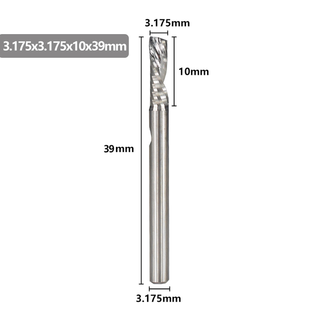 XCAN - Single Carbide Cutting Machine, 3.175mm (1/8"), CNC Router, 1-3.175mm Diameter, for Aluminum Cutting