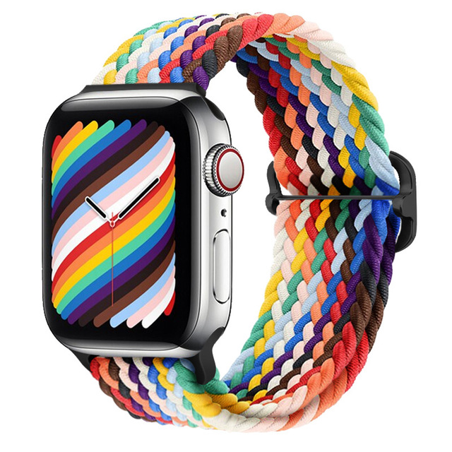 Braided Solo Loop Ring for Apple Watch 44mm 40mm 42mm 38mm Elastic Nylon Fabric Bracelet for iWatch 3 4 5 SE 6 Adjustable Buckle