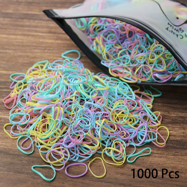 1000pcs Disposable Rubber Band Hairband For Kids Ponytail Hair Ties Colorful Elastic Hair Bands Baby Hair Accessories