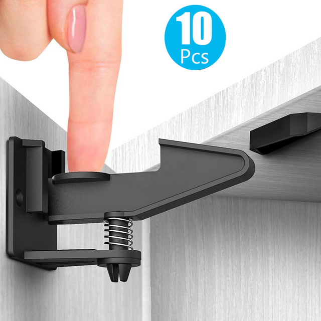 10pcs Child Safety Invisible Security Drawer Lock No Punching Children Protection Cabinet Cupboard Safety Drawer Door Locks