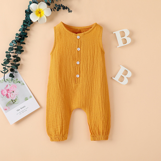 Summer Newborn Baby Boys Girls Romper Jumpsuit One Piece Solid Color Sleeveless Newborn Baby Clothes