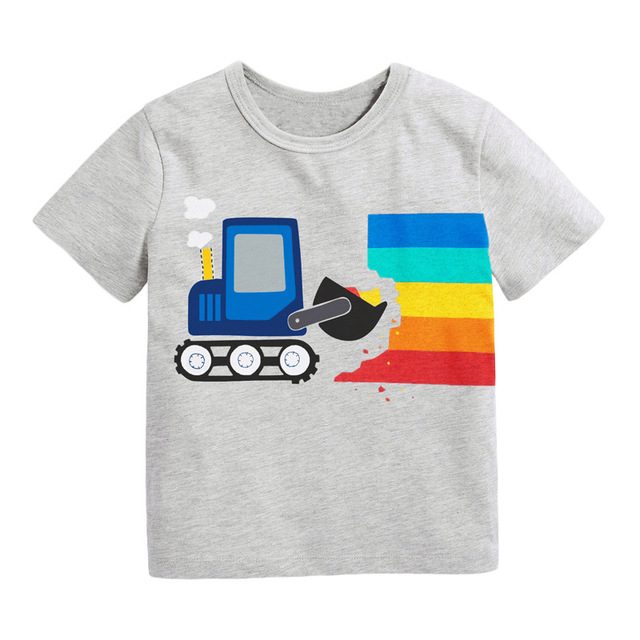 Little maven 2022 summer clothes baby boys children excavator T-shirt cotton lovely comfort and soft for kids 2-7 years old