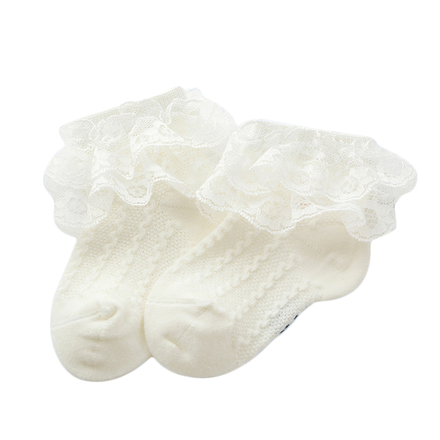 Breathable Cotton Socks with Lace for Little Girl Mesh Ruffle Socks for Kids White Pink Yellow Ankle Socks