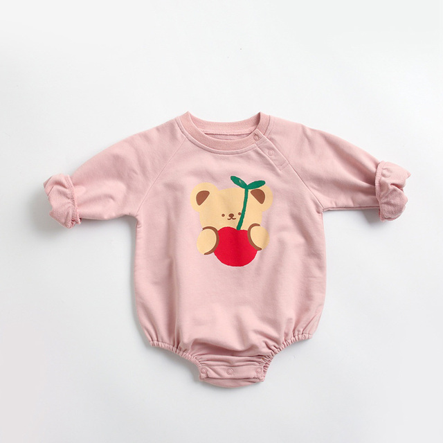 MILANCEL Spring 2022 Children's Underwear Baby Girls Long Sleeve Cartoon One-piece Clothing Set