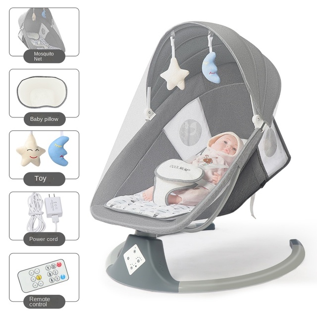 High quality luxury baby rocking chair new style smart bluetooth electric cradle bed with music intelligent swing newborn shaker