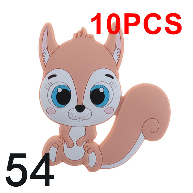 10pcs Silicone Squirrel Baby Teether Cartoon Rodent Necklace Bpa Free Nursing Small Animal Newborn Chew Teething Necklace Toys