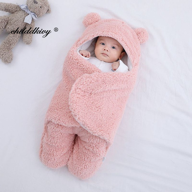 Soft Newborn Baby Wrap Blankets Baby Sleeping Bag Envelope for Newborns Sleeping Bag Cotton Thicken Cocoon for 0-9 Months Baby