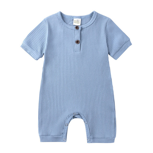 Newborn Summer Romper, Regular Color, Girls Clothes, Short Sleeve, Round Neck, Boys, 0-24 Months