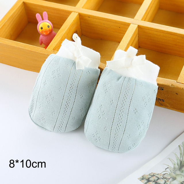 1 Pair Baby Protective Gloves Newborn Gloves Infant Supplies Cute Soft Adjustable Pure Color Breathable Cotton Gloves For Baby 0-24M