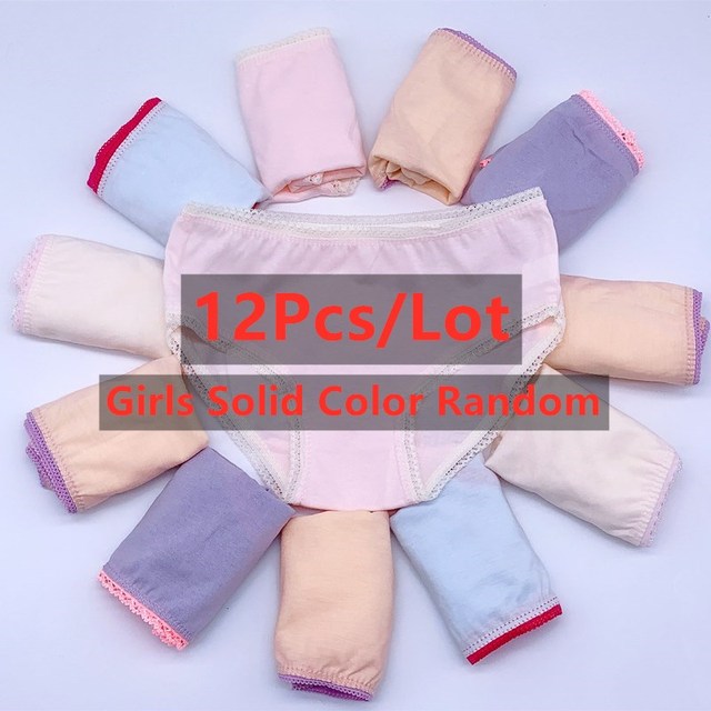 12pcs/lot Baby Girls Underwear Cotton Briefs Kids Short Briefs Children Underwear