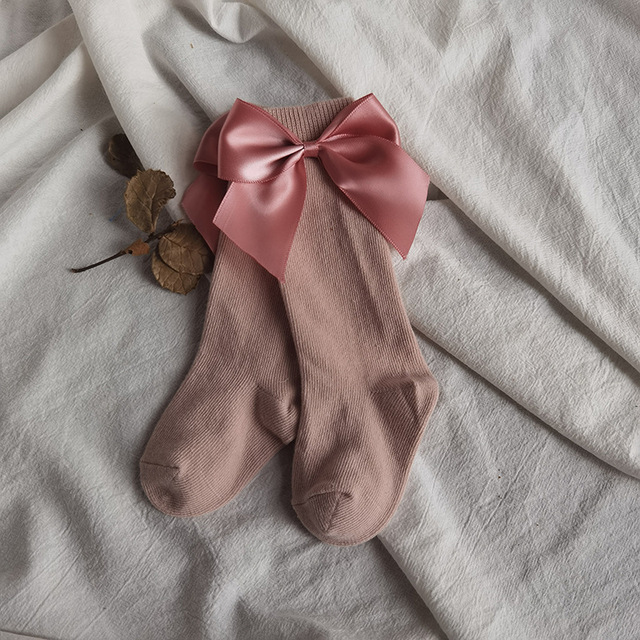 Baby Girls Socks Autumn Toddler Big Bow Knee High Long Soft Cute Kids Christmas Sock Cotton Red Newborn Socken for 0-5 Years