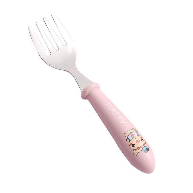 Baby Kids Cartoon Cute Spoon Fork Stainless Steel Tableware Training Learn Food Feeding Scoop Fork Utensils For Baby