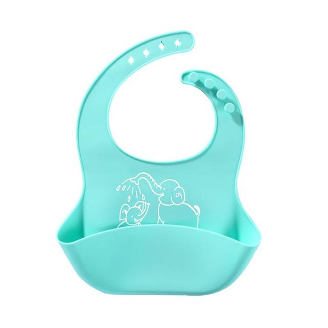 Infant Baby Bibs Soft Silicone Feeding Pockets Solid Adjustable Elastic Waterproof Anti-leaking Cartoon Burp Cloths Eco-friendly