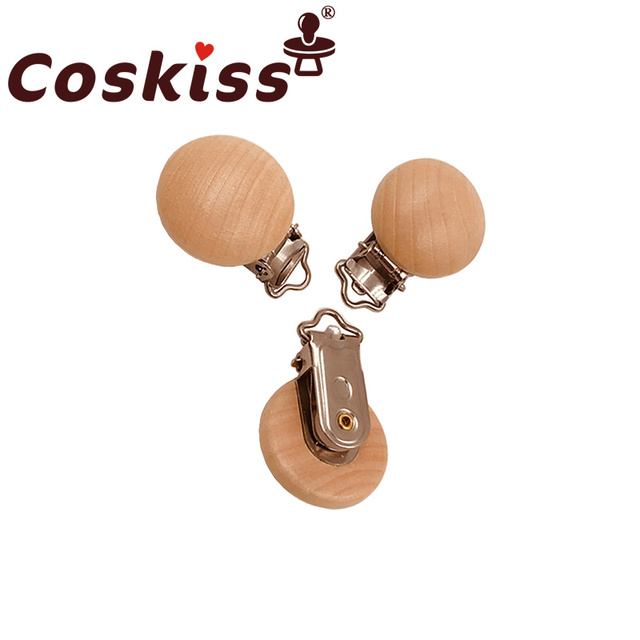 Coskiss Pure Natural Wo Wooden Pacifier Clip DIY Care Accessories Pacifier Clip Chewing Teeth DIY Holding Tool