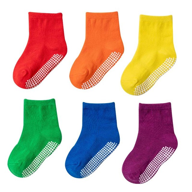 6 Pairs Set 0-7Years Cotton Boys Girls Infant Baby Kids Children Baby Non-slip Grips Socks Autumn Winter Spring Summer