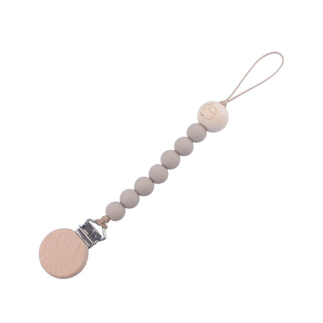 Wooden Baby Infant Toddler Doll Pacifier Silicone Soother Nipple Clip Chain Strap Baby Holder Chew Baby Teether Teething