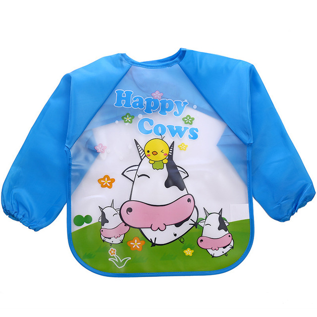 Baby Bandana Bibs Cute Cartoon Colorful Bibs Waterproof Infant Eating Children Sketch Long Sleeve Apron Baby Self Feeding Bib