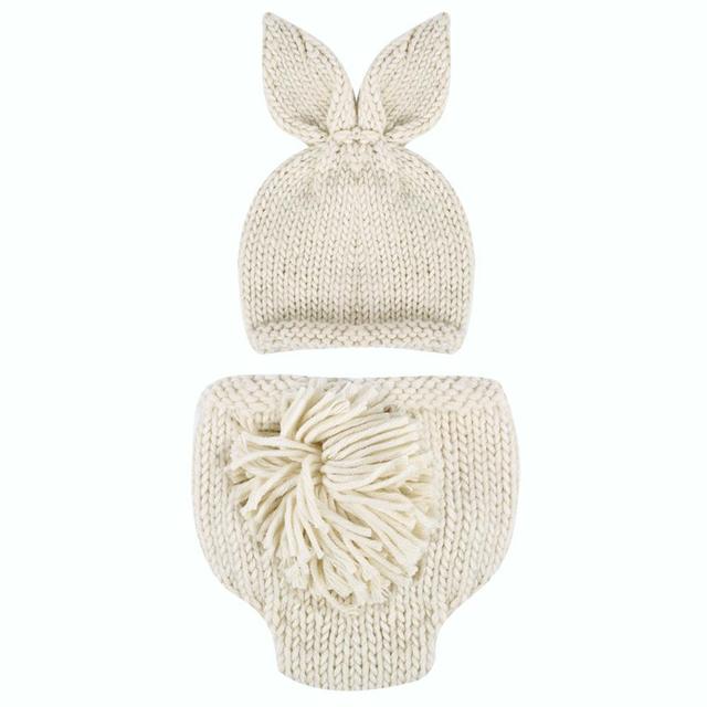 Newborn Baby Clothes for Girls Boys Crochet Knit Costume Photo Photography Prop Accessories Rabbit Baby Caps Hats roupa de bebe