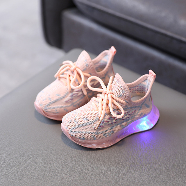 Size 21-30 Children Luminous Shoes For Boys Girls Mesh Kids Boys Glowing Sneakers With LED Lights Non-slip Baby Shoes For Girls