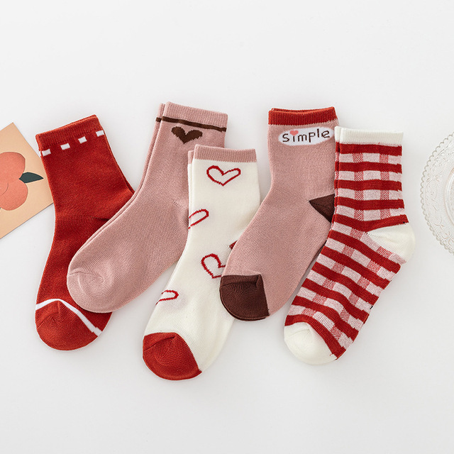 Autumn Winter Cotton Thicken Socks For Kids Cute Cartoon Happy Boy Striped Socks 5 Pairs Infant Baby Girls Socks 1-12 Years