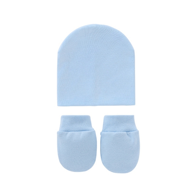 Baby Newborn Face Protection Scratch Gloves Warm Cover Sets Infant Anti-scratch Knitted Cotton Gloves Hat Set