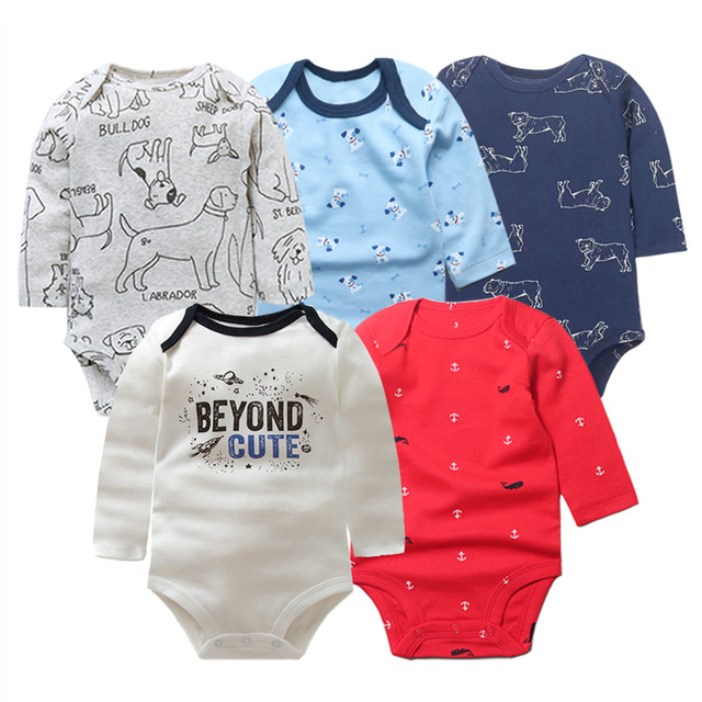 3/4/5pcs Baby Spring Autumn Outerwear Long Sleeve 100% Cotton Boys Girls Clothes Newborn 0-24 Months Clothes