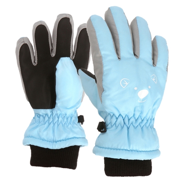 Children Skiing Cycling Gloves Kid Thick Warm Cute Bear Face Gloves