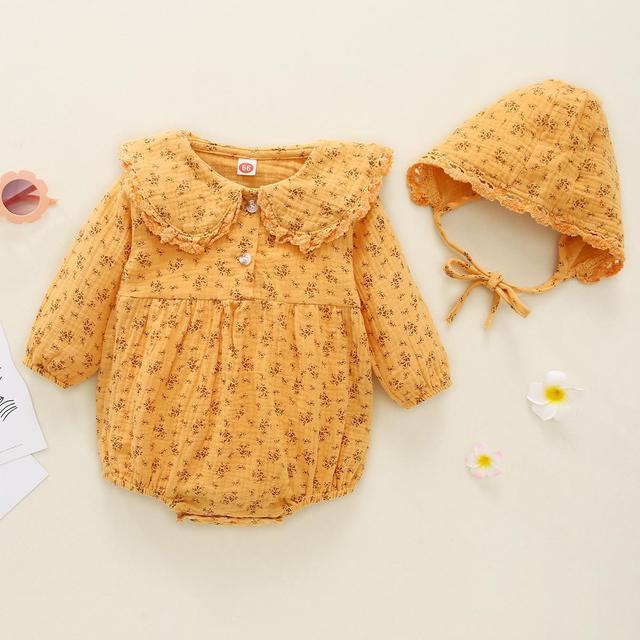 Spring 2022 Newborn Baby Girls Bodysuits Cute Lovely Infant Baby Girl Floral Bodysuit Jumpsuit Outfits Hat Casual Clothes